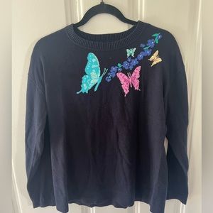 NWT! Talbots Sweater with Butterfly and Flower detail - Med
